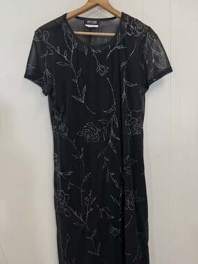 Vintage y2k Byer Dress XL Black Glitter Maxi Prom HOCO Formal 90s Whimsigoth